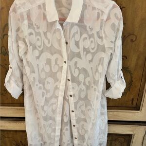Lilly Pulitzer Sheer White Button-Up Cover Up XS